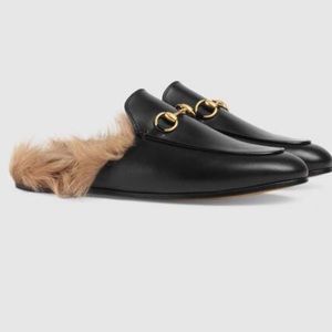 Gucci Princetown Fur Slipper Mules